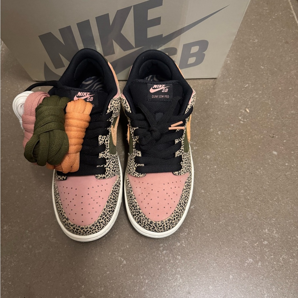 Nike Black and Pink Sneakers with Animal Print